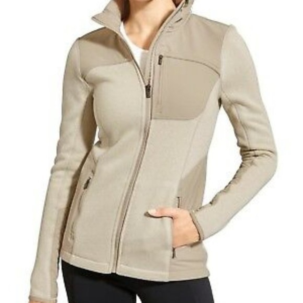 ATHLETA Truckee Womens Quilted Beige Sandcastle Heather Jacket Zip